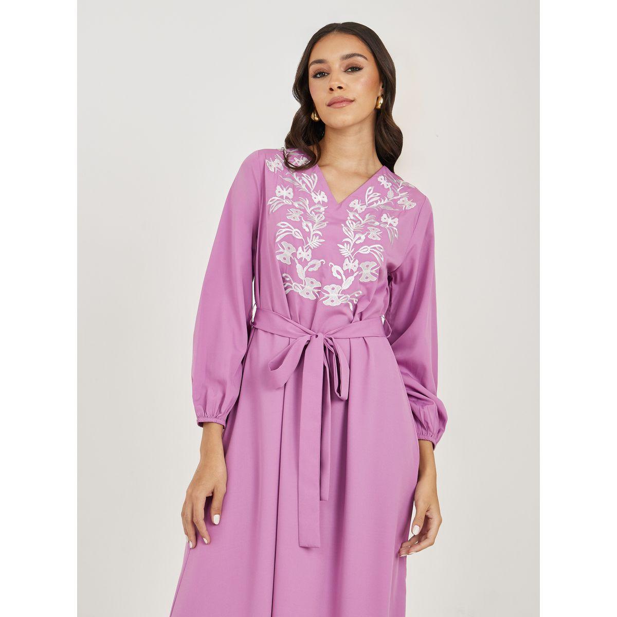 Styli Embroidered Neck Jalabiya with Balloon Sleeves-women-arabicclothing-jalabiyas-image-2