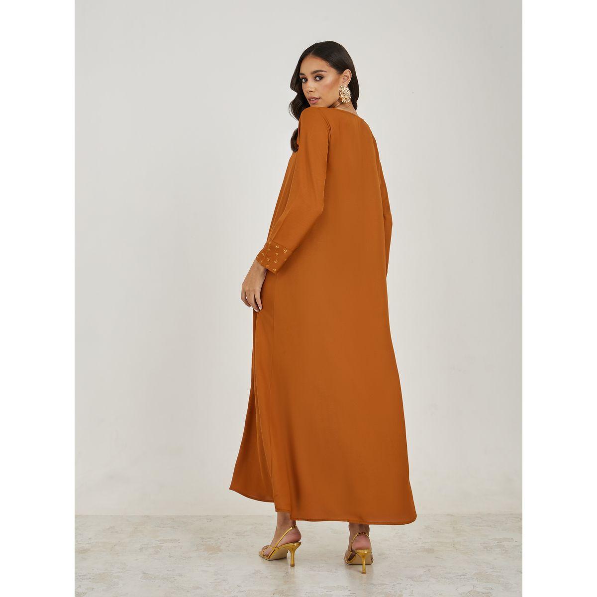 Styli Panel Foil Print Long Sleeves Jalabiya-women-arabicclothing-jalabiyas-image-4