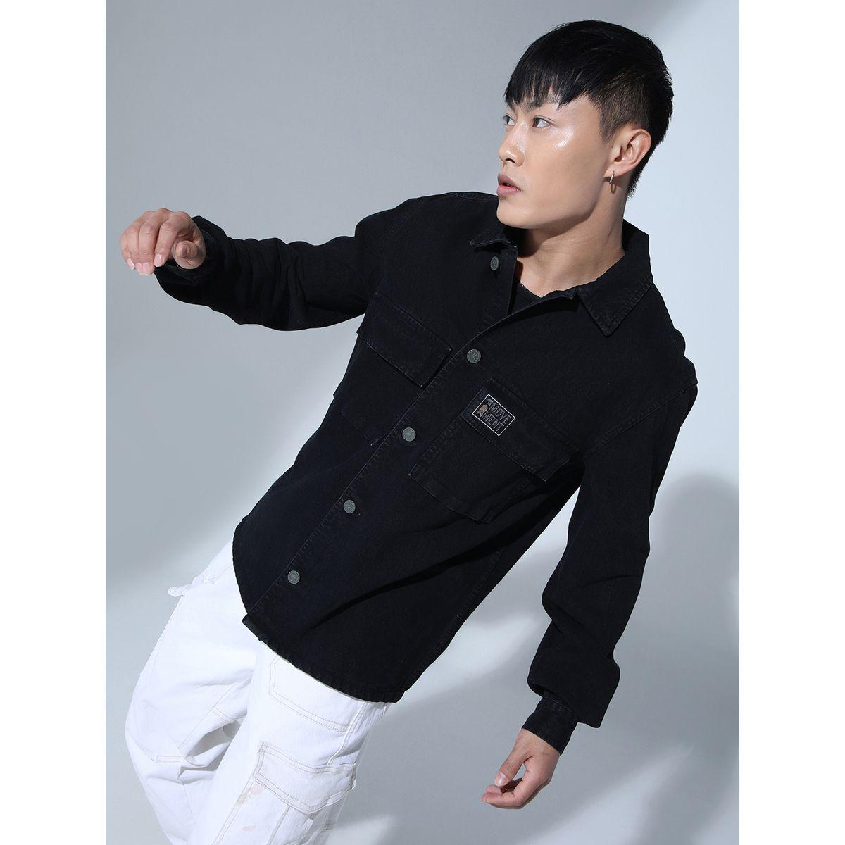 جاكيت دنيم مزين بشارة مع اكمام طويلة هابر هولم × ستايلي-men-clothing-jacketsandblazers-jackets-image-3
