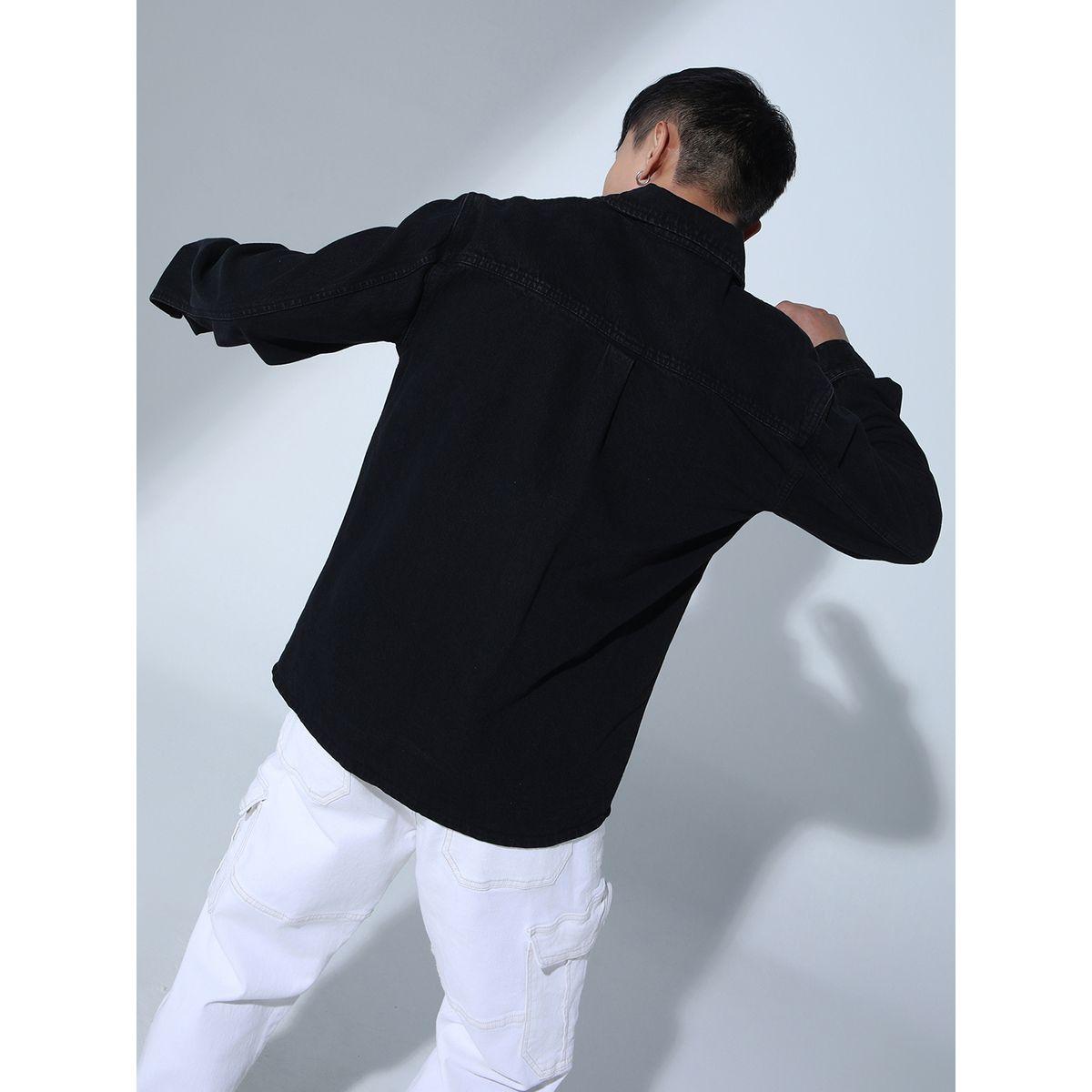 Hubberholme X Styli  Badge Detail Long Sleeve Denim Jacket-men-clothing-jacketsandblazers-jackets-image-4