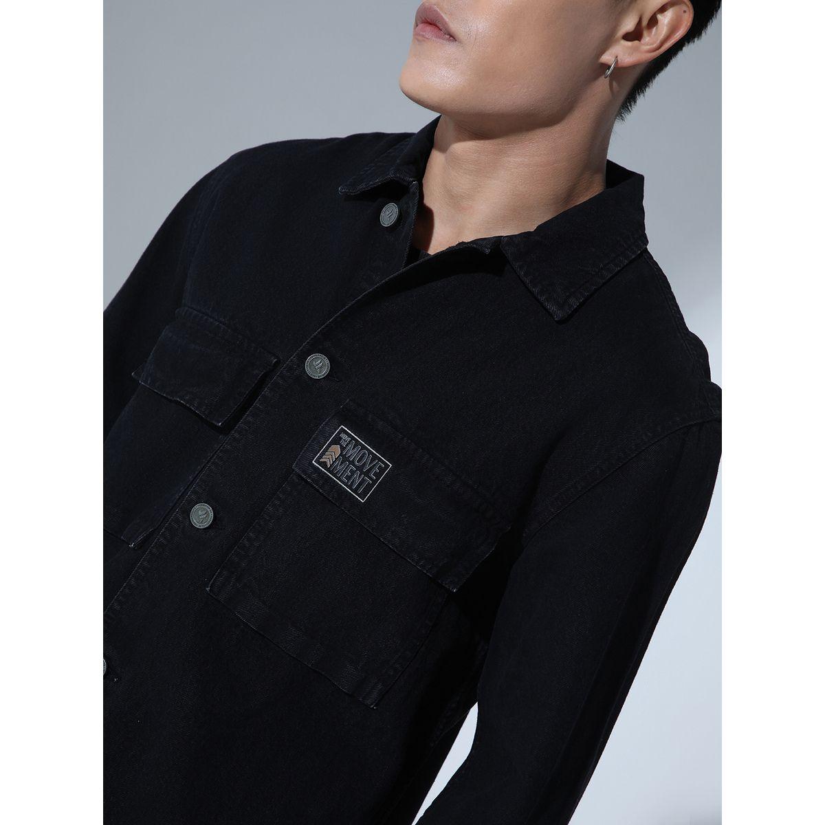جاكيت دنيم مزين بشارة مع اكمام طويلة هابر هولم × ستايلي-men-clothing-jacketsandblazers-jackets-image-5
