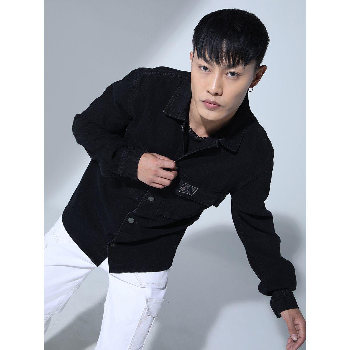 جاكيت دنيم مزين بشارة مع اكمام طويلة هابر هولم × ستايلي-men-clothing-jacketsandblazers-jackets-image-7