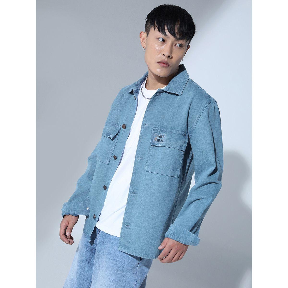 Hubberholme X Styli  Spread Collar Classic Oversized Denim Jacket-men-clothing-jacketsandblazers-jackets-image-1