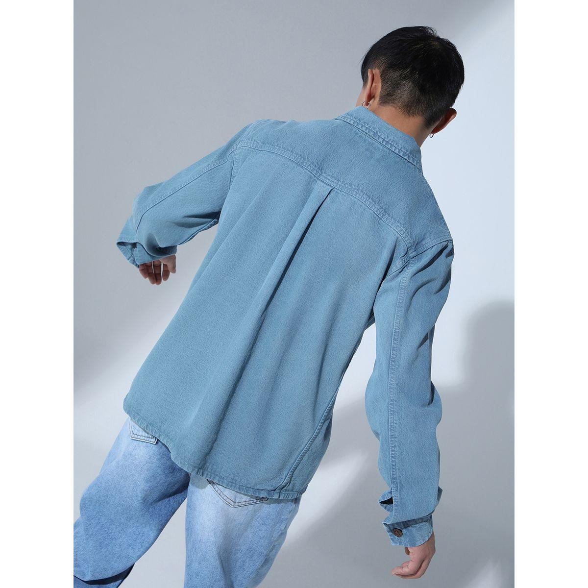 Hubberholme X Styli  Spread Collar Classic Oversized Denim Jacket-men-clothing-jacketsandblazers-jackets-image-4