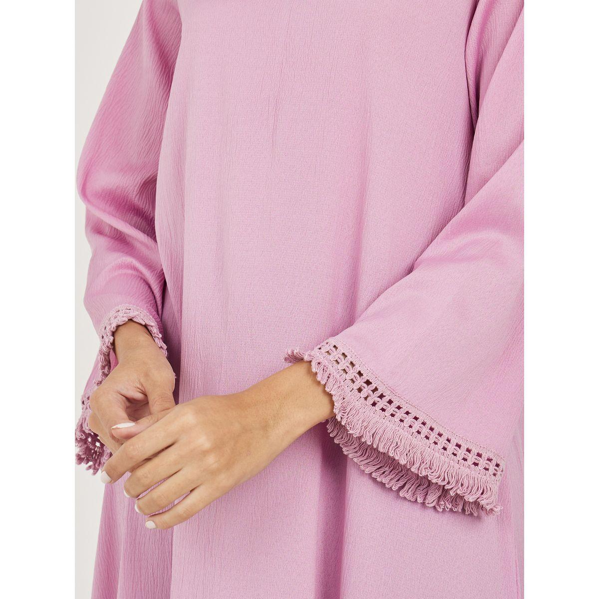 Styli Solid Tassel Trim Jalabiya-women-arabicclothing-jalabiyas-image-3
