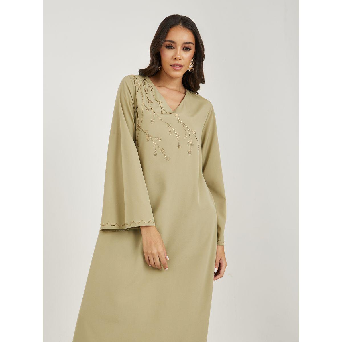 Styli Embellished Long Bell Sleeves Jalabiya-women-arabicclothing-jalabiyas-image-2