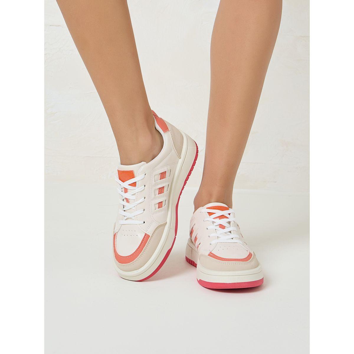 Styli Textured Contrast Panel Sneakers-women-shoes-sneakers-image-1