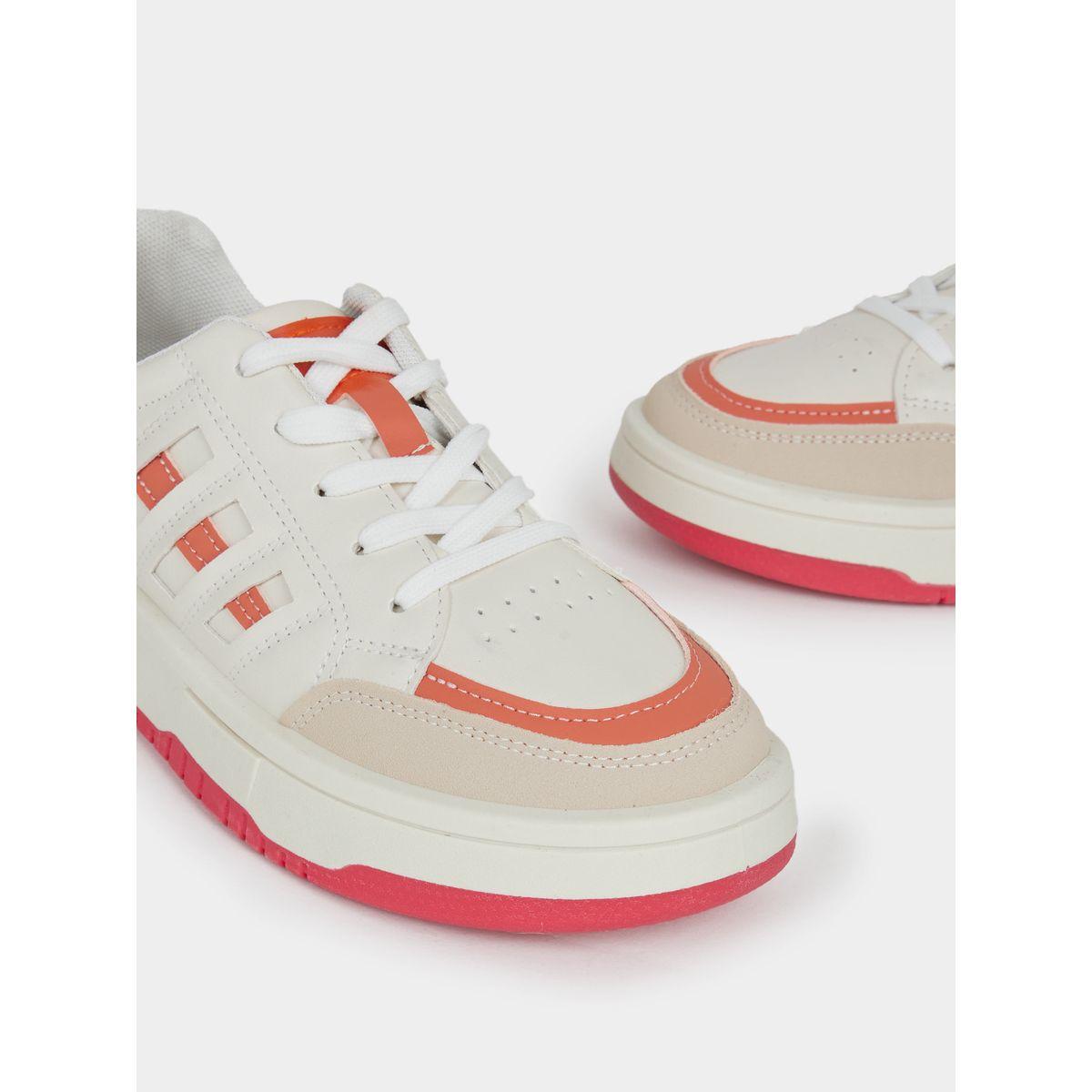 Styli Textured Contrast Panel Sneakers-women-shoes-sneakers-image-4
