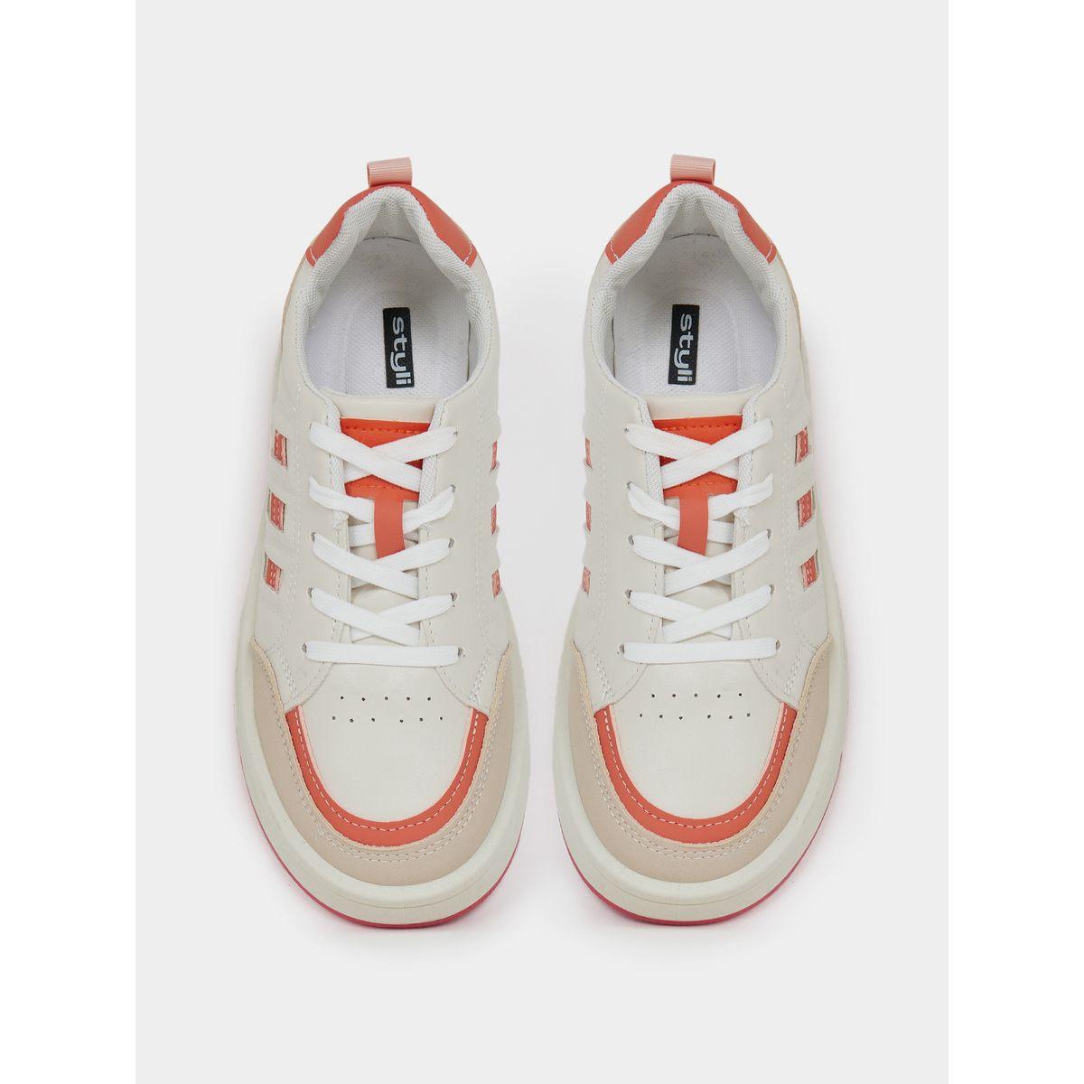 Styli Textured Contrast Panel Sneakers-women-shoes-sneakers-image-6