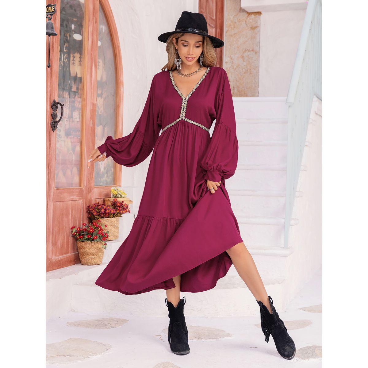 فستان ميدي بتفاصيل مُطرّزة رَستي دَستي × ستايلي-women-clothing-dresses-image-1