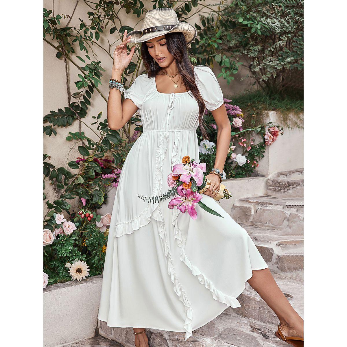 فستان طويل بياقة واسعة وتفاصيل كشكش رَستي دَستي × ستايلي-women-clothing-dresses-image-9