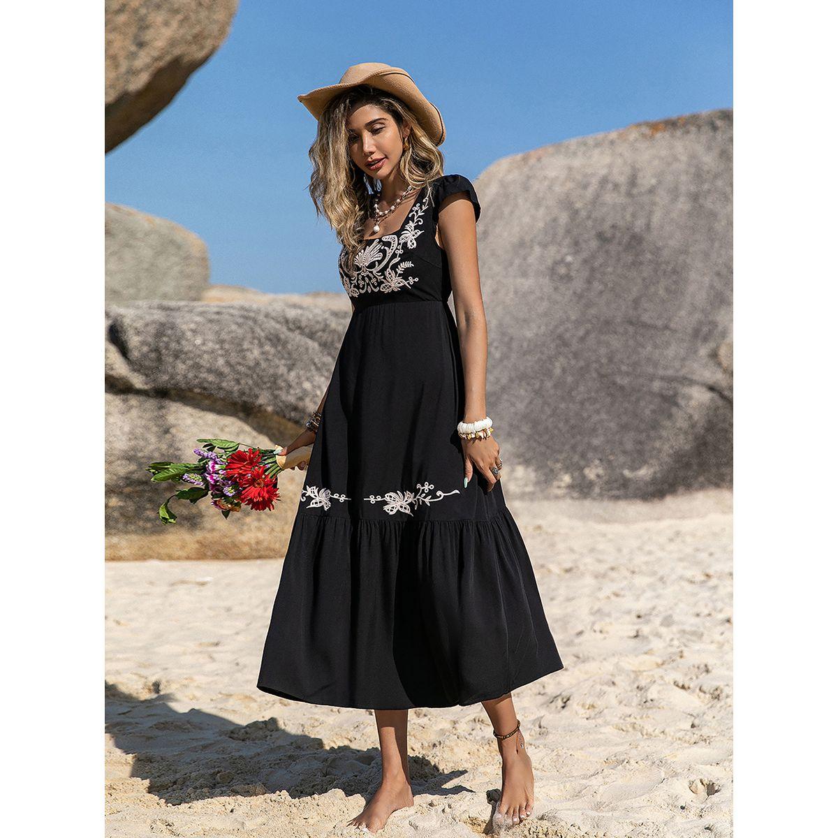 Russty Dustty X Styli Russty Dustty Floral Embroidery Square Neck Midi Dress-women-clothing-dresses-image-1