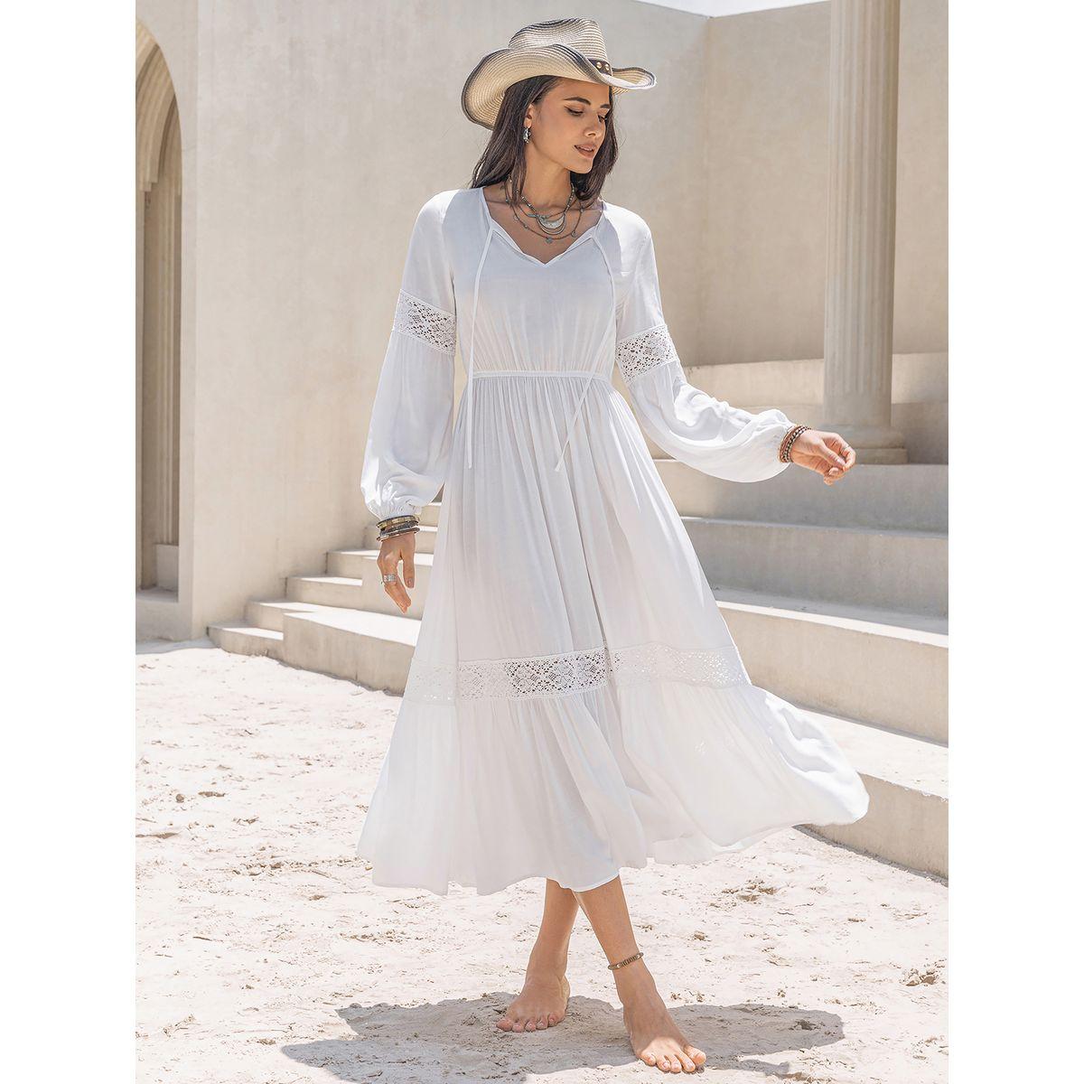 Russty Dustty X Styli Russty Dustty Lace Insert Tiered Midi Dress with Bishop Sleeve-women-clothing-dresses-image-1