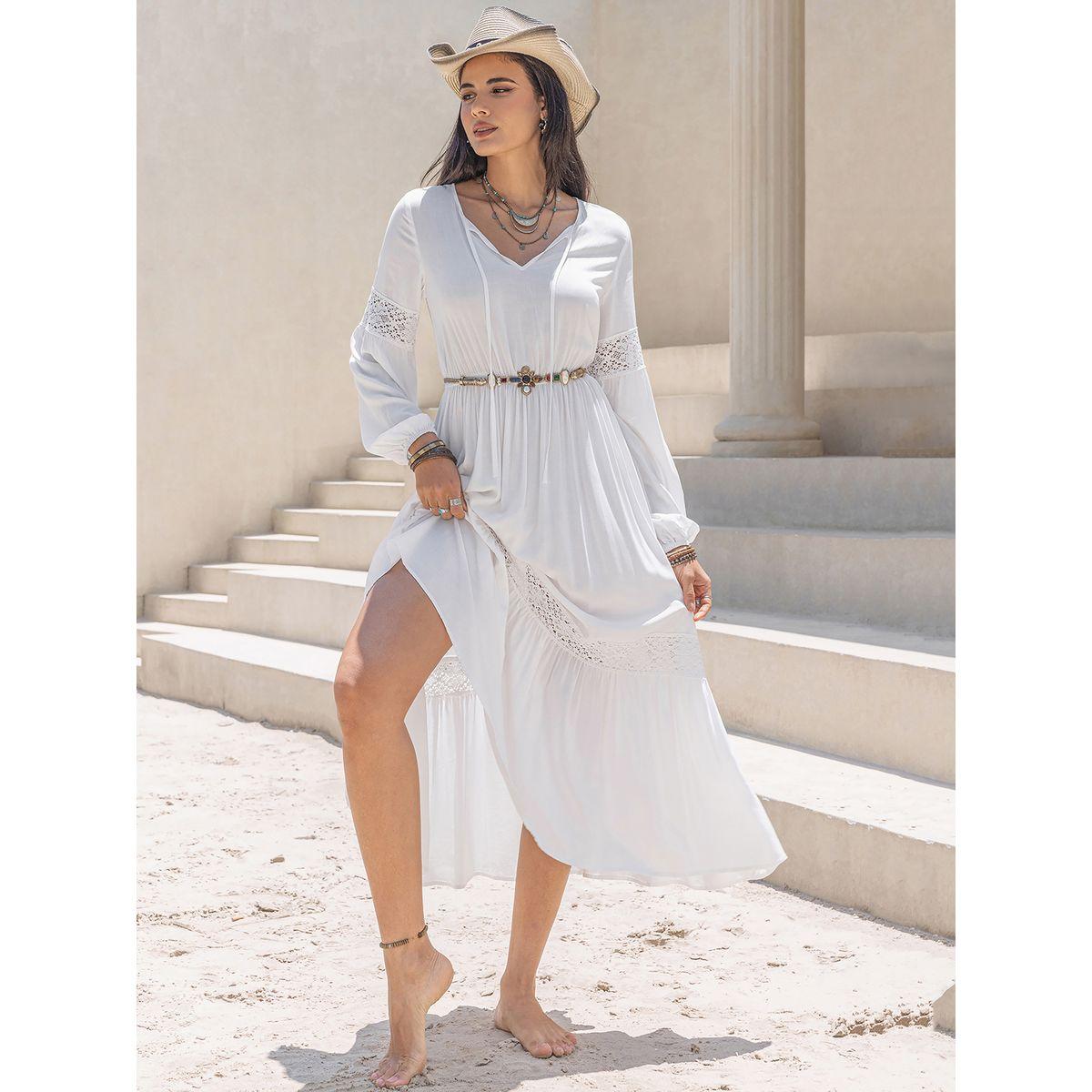 Russty Dustty X Styli Russty Dustty Lace Insert Tiered Midi Dress with Bishop Sleeve-women-clothing-dresses-image-2