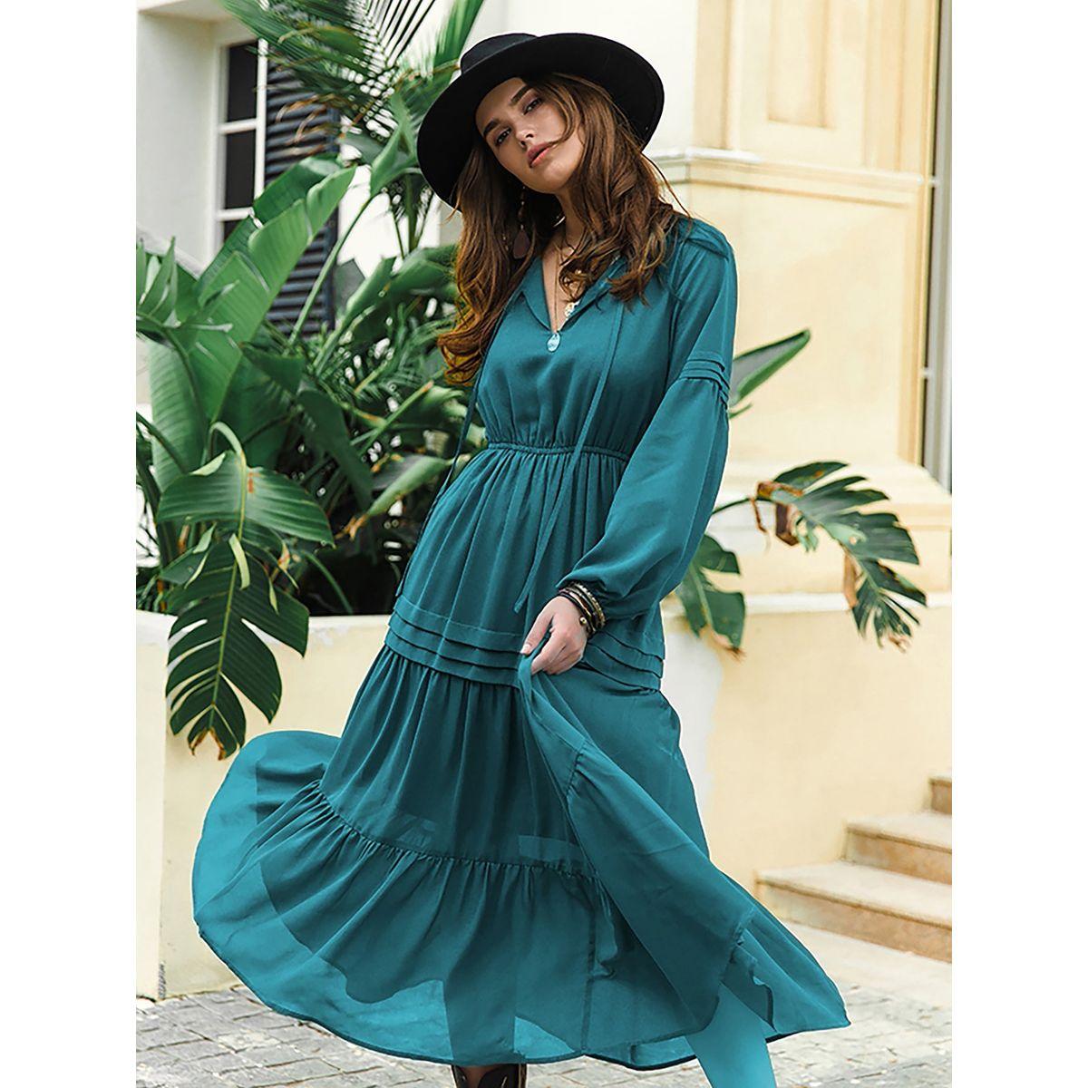 Russty Dustty X Styli Russty Dustty Lace Insert Tiered Midi Dress with Bishop Sleeve-women-clothing-dresses-image-4