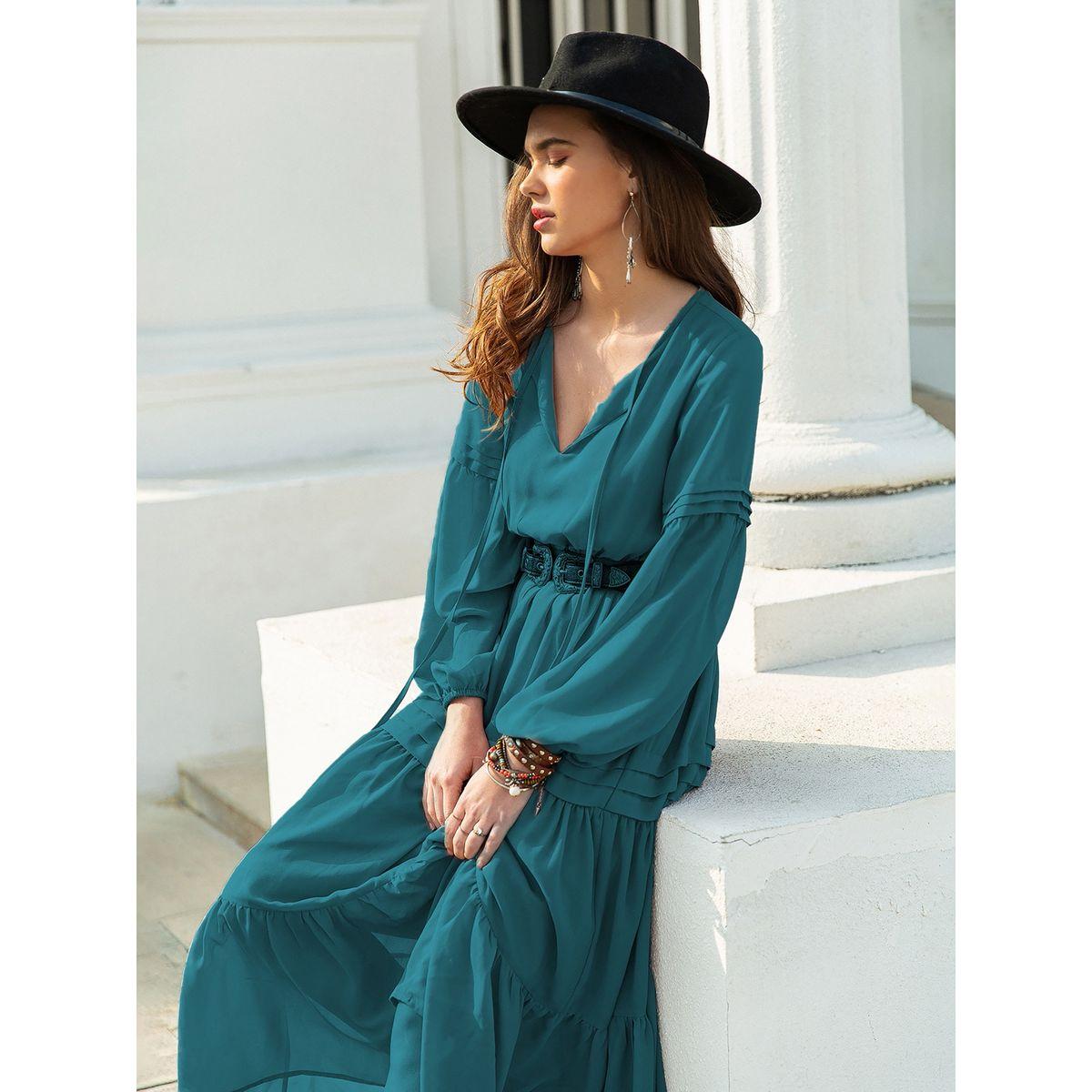 Russty Dustty X Styli Russty Dustty Lace Insert Tiered Midi Dress with Bishop Sleeve-women-clothing-dresses-image-5