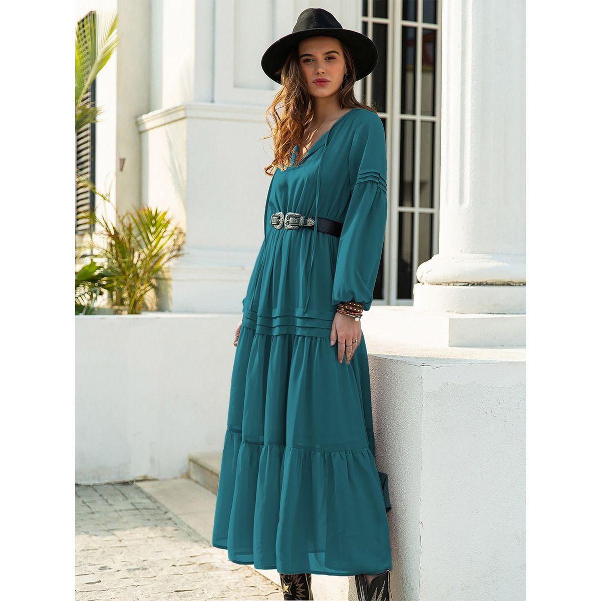 Russty Dustty X Styli Russty Dustty Lace Insert Tiered Midi Dress with Bishop Sleeve-women-clothing-dresses-image-7