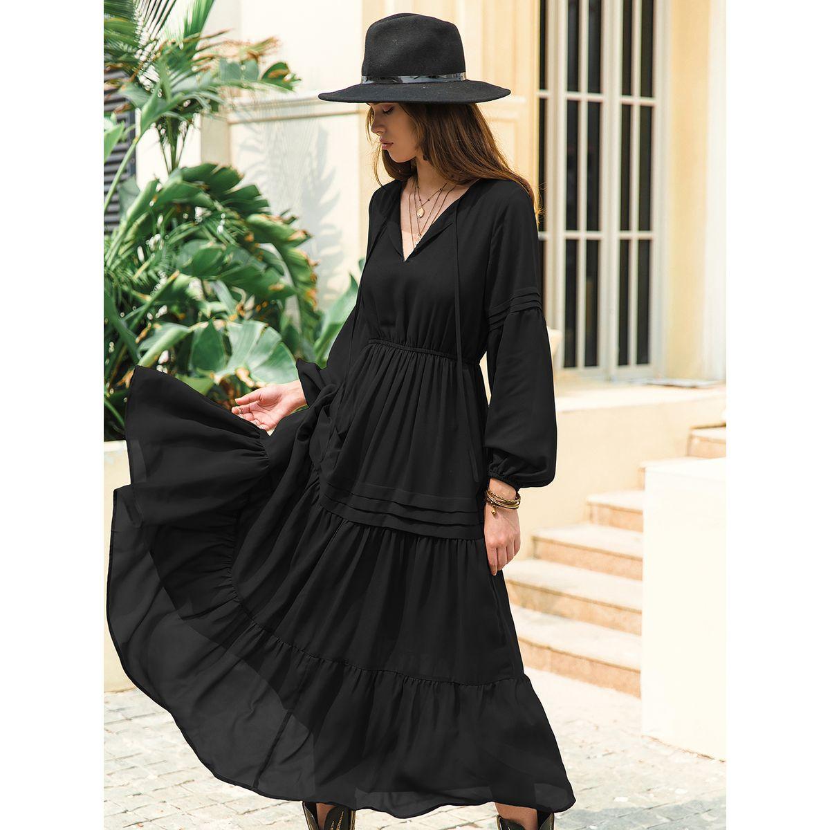 Russty Dustty X Styli Russty Dustty Lace Insert Tiered Midi Dress With Bishop Sleeve-women-clothing-dresses-image-1