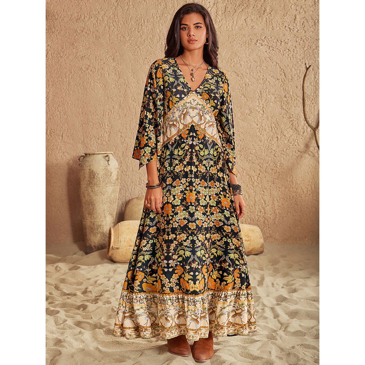 Russty Dustty X Styli Russty Dustty Floral Print V Neck A-Line Maxi Dress-women-clothing-dresses-image-1