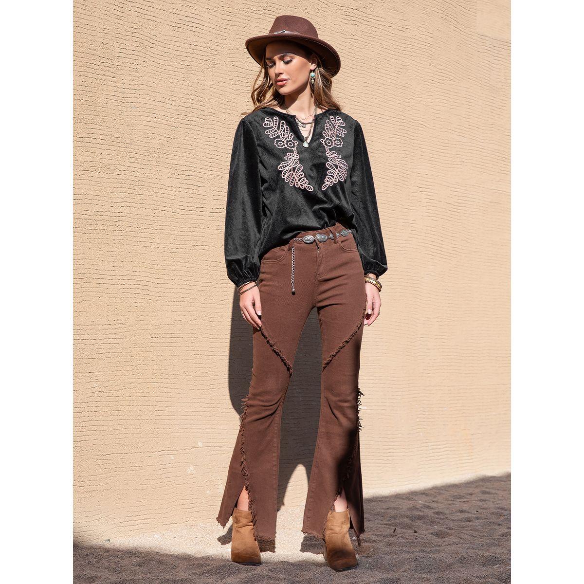 بلوزة مطبعة بزهور مع اكمام جرس رَستي دَستي × ستايلي-women-clothing-shirtsandblouses-blouses-image-1