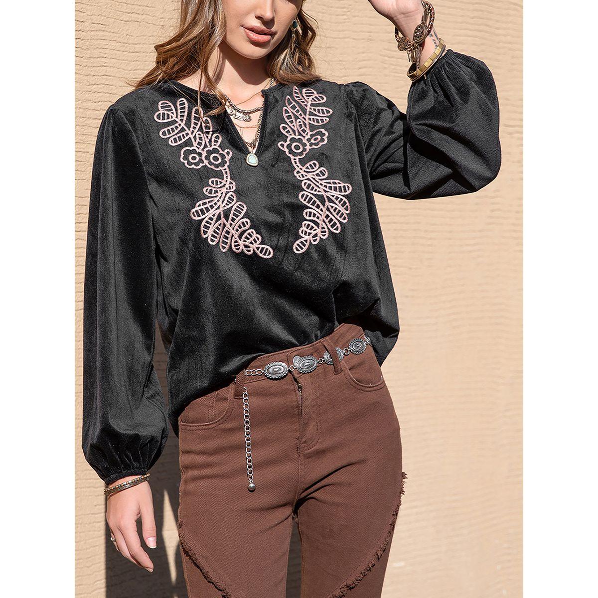 بلوزة مطبعة بزهور مع اكمام جرس رَستي دَستي × ستايلي-women-clothing-shirtsandblouses-blouses-image-5