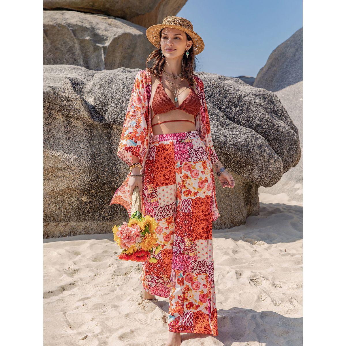 Russty Dustty X Styli Russty Dustty Paisley Print Kimono & Wide Leg Pants Without Bra Co-Ord Set-women-clothing-coordsets-image-1
