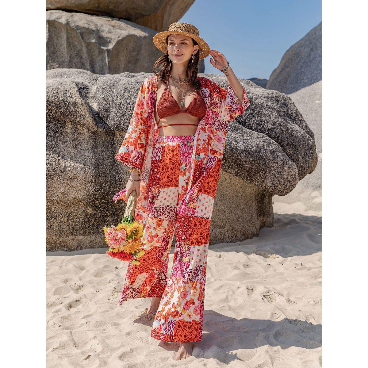 Russty Dustty X Styli Russty Dustty Paisley Print Kimono & Wide Leg Pants Without Bra Co-Ord Set-women-clothing-coordsets-image-2