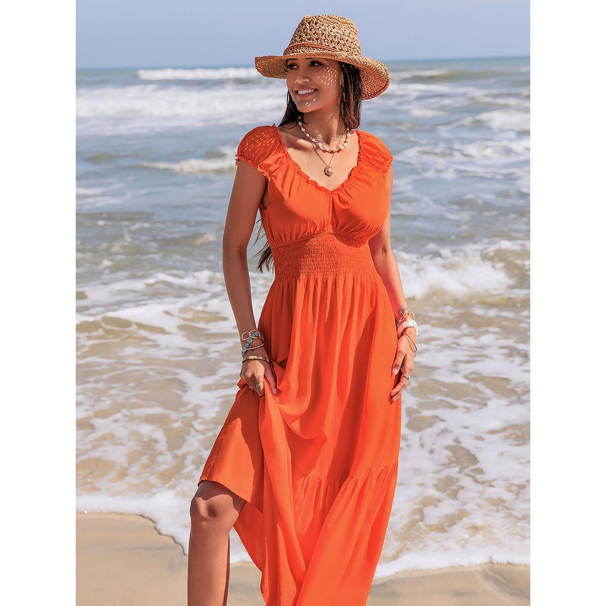 فستان طويل باكتاف مكشوفة وتفاصيل براقة رَستي دَستي × ستايلي-women-clothing-dresses-image-2