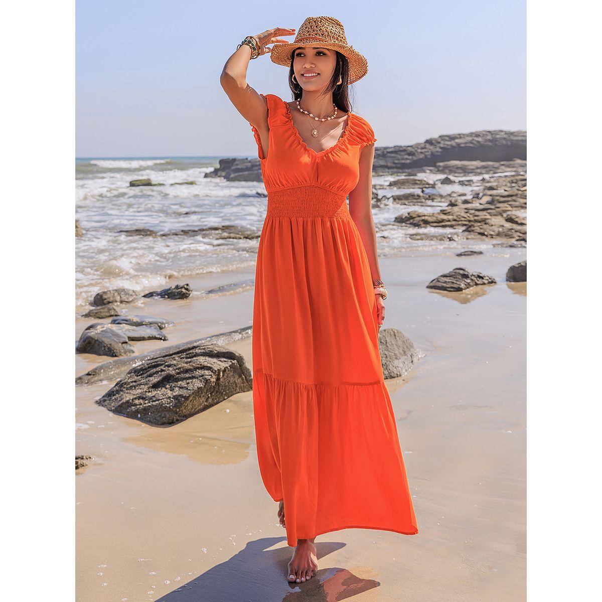 فستان طويل باكتاف مكشوفة وتفاصيل براقة رَستي دَستي × ستايلي-women-clothing-dresses-image-3