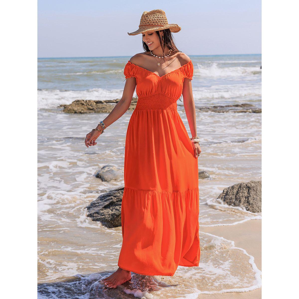 فستان طويل باكتاف مكشوفة وتفاصيل براقة رَستي دَستي × ستايلي-women-clothing-dresses-image-4