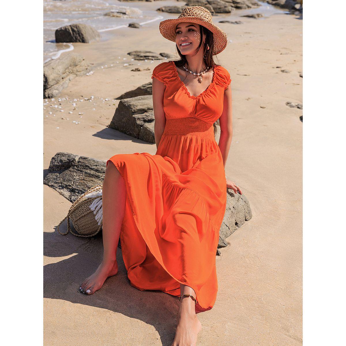 فستان طويل باكتاف مكشوفة وتفاصيل براقة رَستي دَستي × ستايلي-women-clothing-dresses-image-6