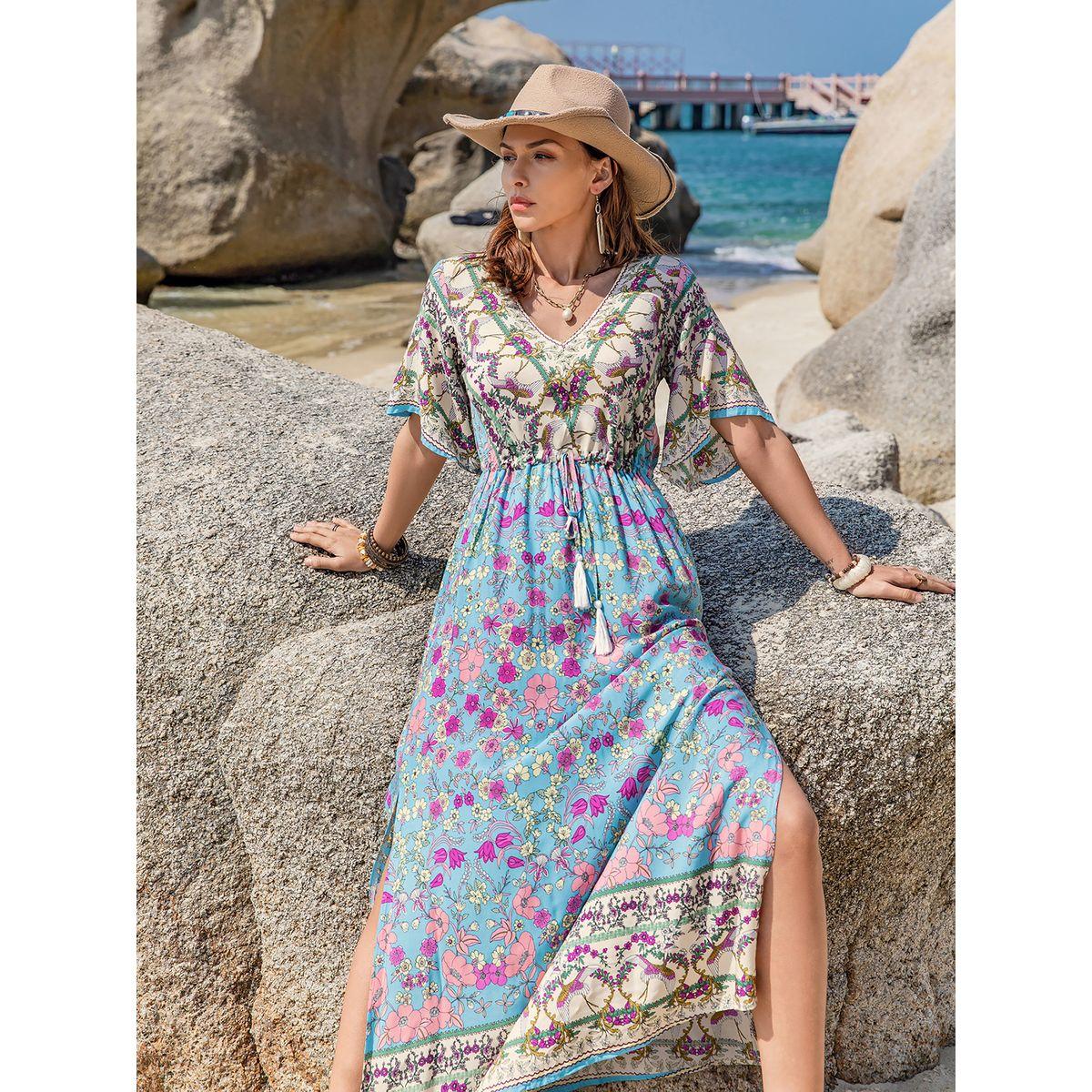 فستان طويل مطبع بزهور مع شق جانبي رَستي دَستي × ستايلي-women-clothing-dresses-image-4