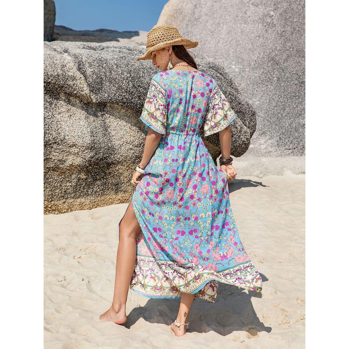فستان طويل مطبع بزهور مع شق جانبي رَستي دَستي × ستايلي-women-clothing-dresses-image-5
