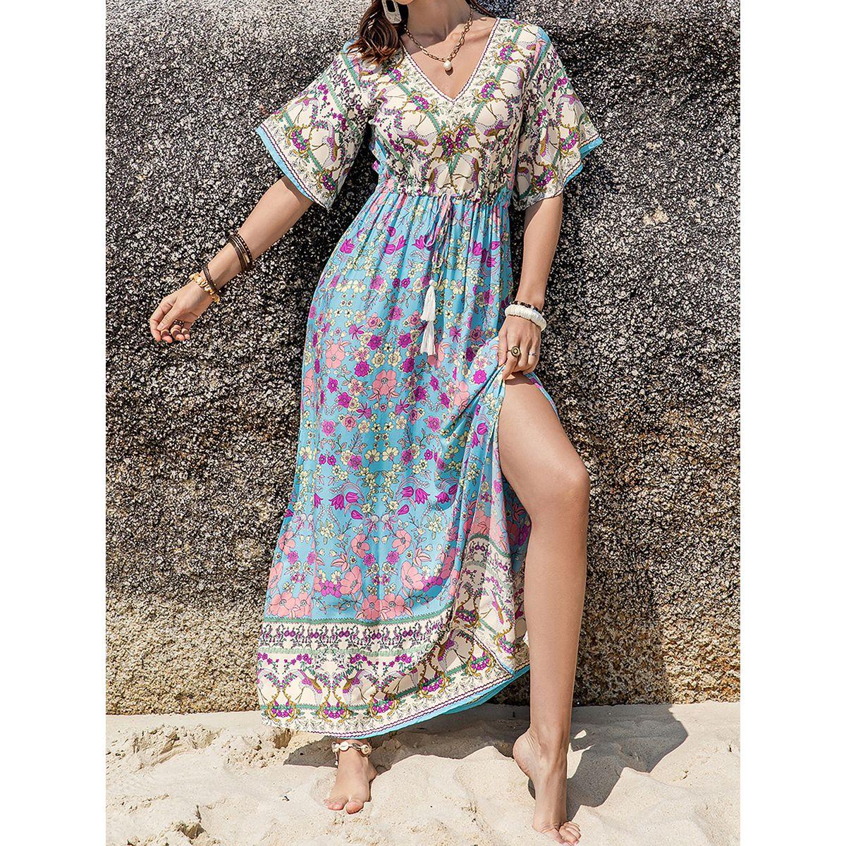 فستان طويل مطبع بزهور مع شق جانبي رَستي دَستي × ستايلي-women-clothing-dresses-image-6