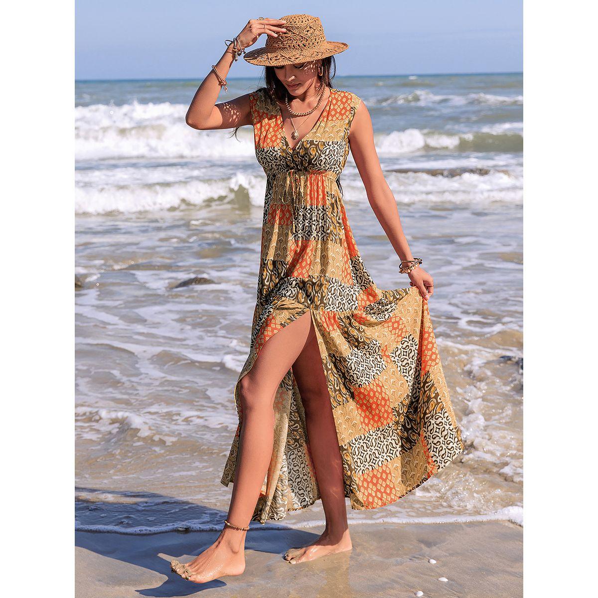 Russty Dustty X Styli Russty Dustty Patchwork Print Tiered Maxi Dress with Slit-women-clothing-dresses-image-3