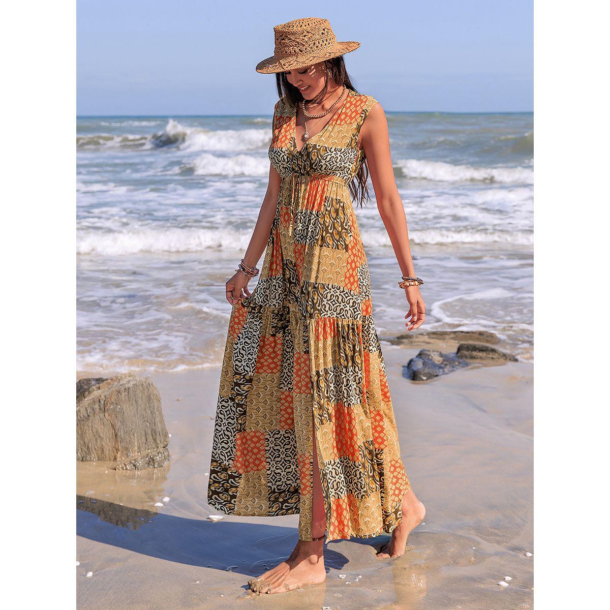 Russty Dustty X Styli Russty Dustty Patchwork Print Tiered Maxi Dress with Slit-women-clothing-dresses-image-4