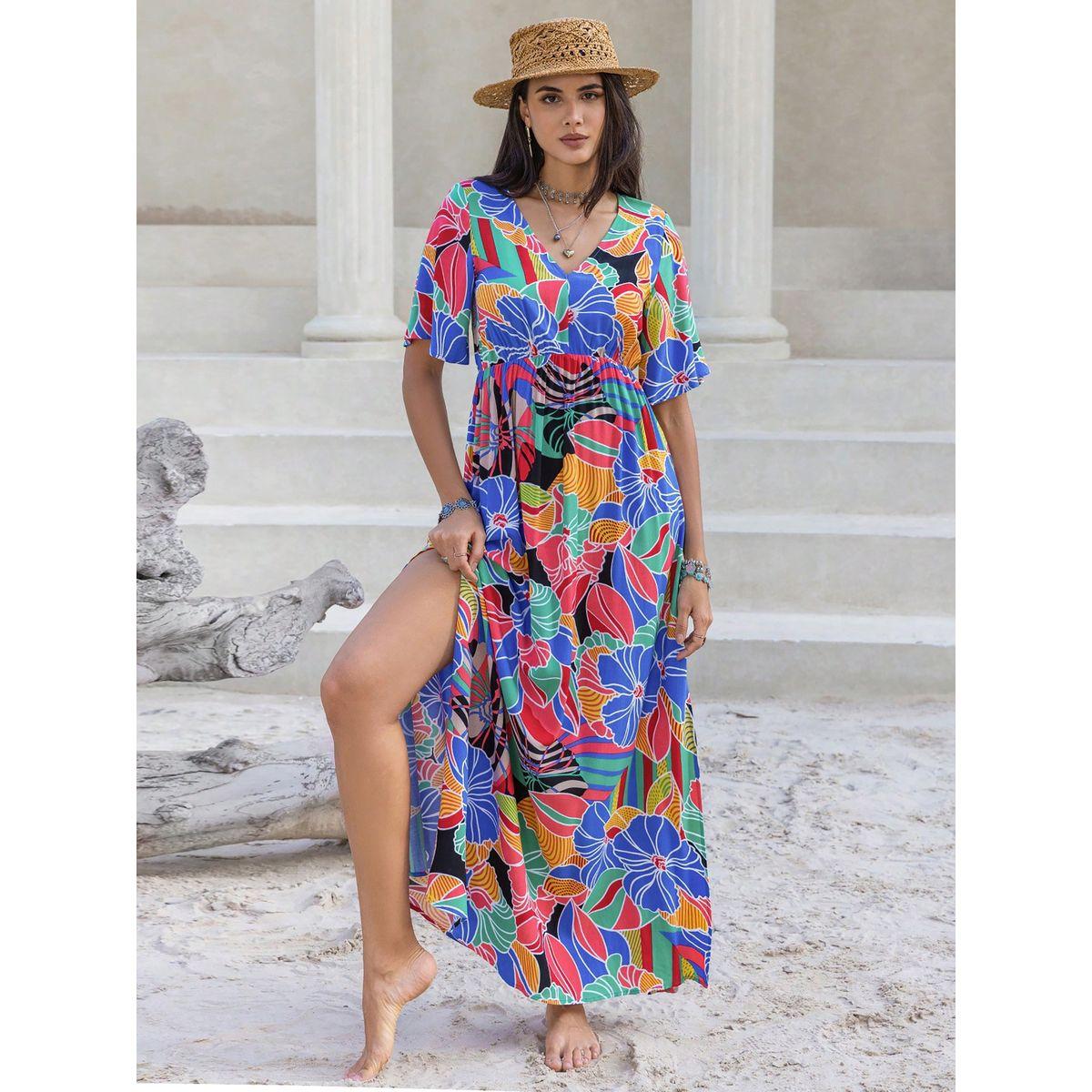 Russty Dustty X Styli Russty Dustty Abstract Print V Neck A-Line Maxi Dress-women-clothing-dresses-image-1