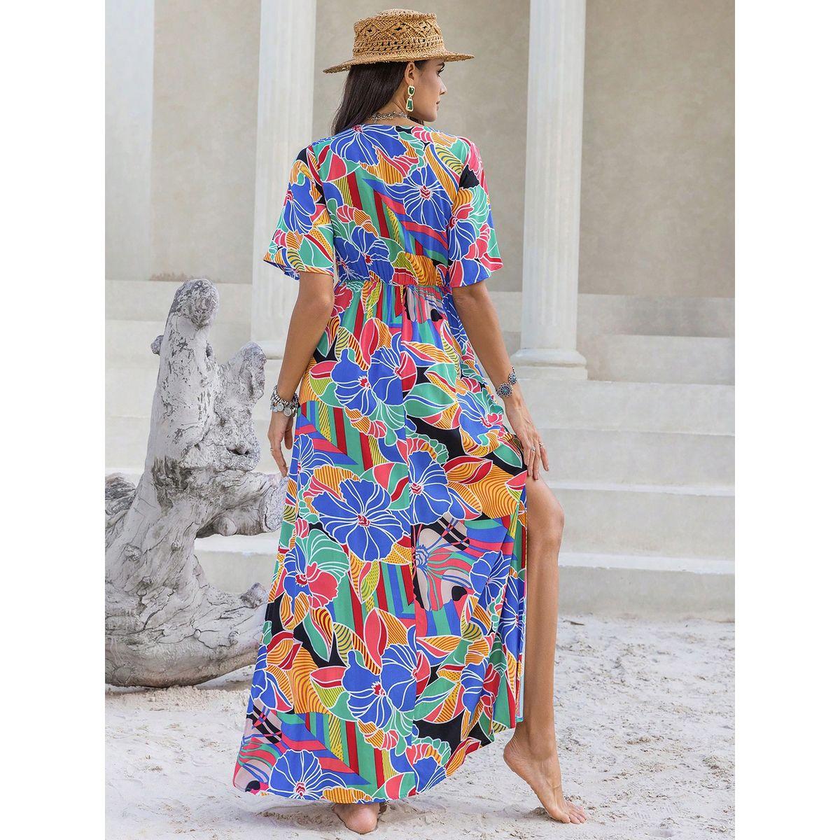 فستان طويل بطبعة مجردة وحافة واسعة رَستي دَستي × ستايلي-women-clothing-dresses-image-6