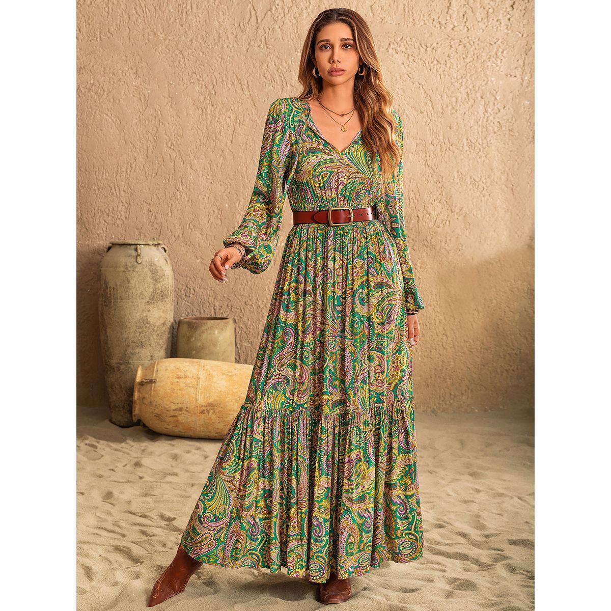 Russty Dustty X Styli Russty Dustty Paisley Print V Neck A-Line Maxi Dress-women-clothing-dresses-image-3