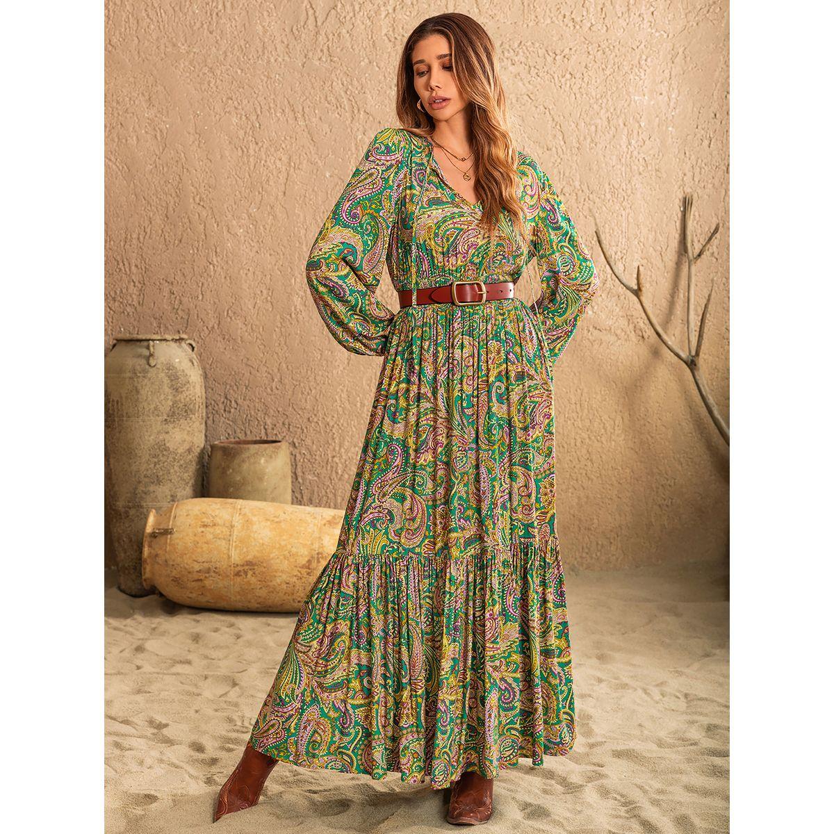Russty Dustty X Styli Russty Dustty Paisley Print V Neck A-Line Maxi Dress-women-clothing-dresses-image-4