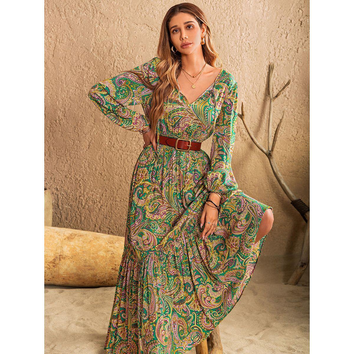 Russty Dustty X Styli Russty Dustty Paisley Print V Neck A-Line Maxi Dress-women-clothing-dresses-image-5