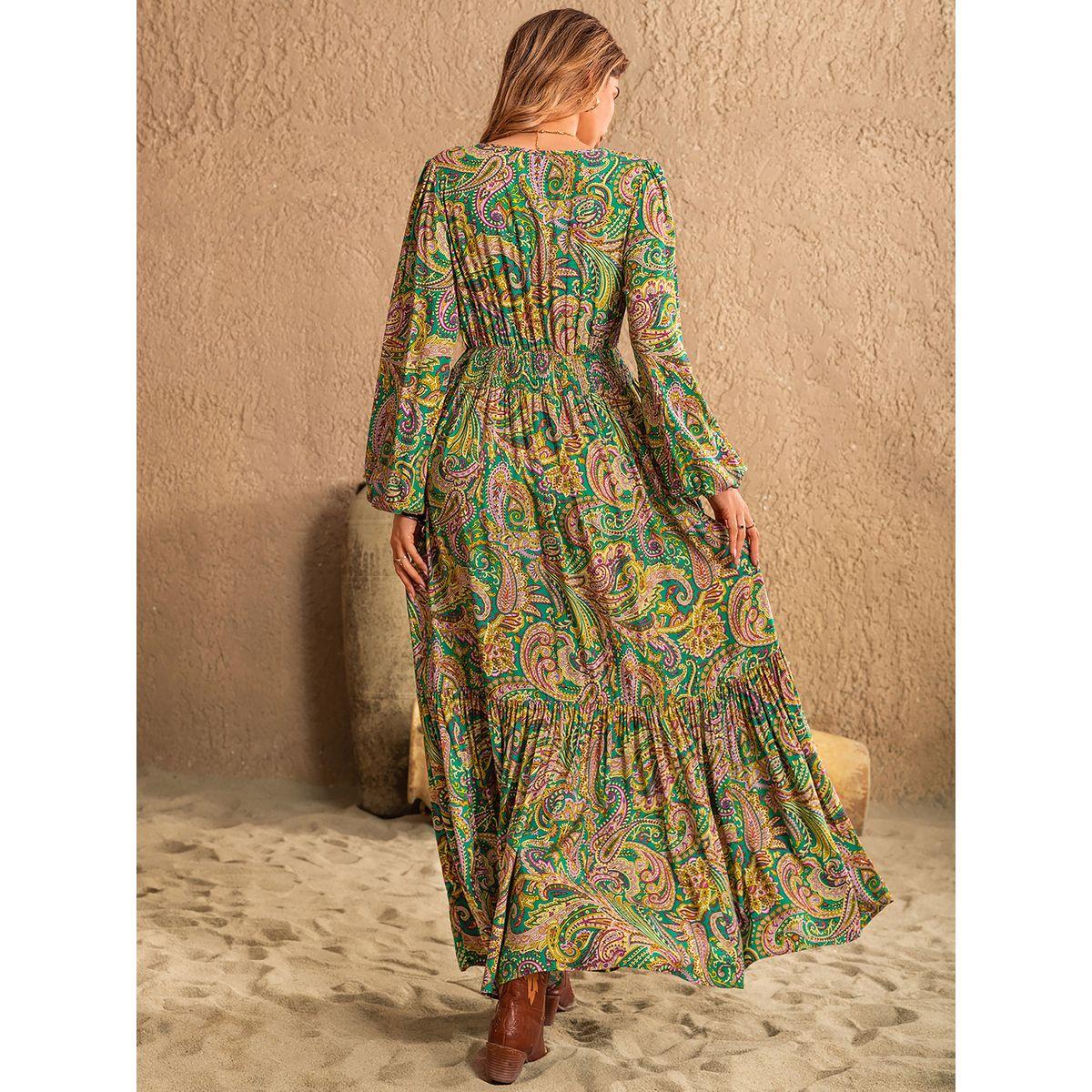 Russty Dustty X Styli Russty Dustty Paisley Print V Neck A-Line Maxi Dress-women-clothing-dresses-image-6