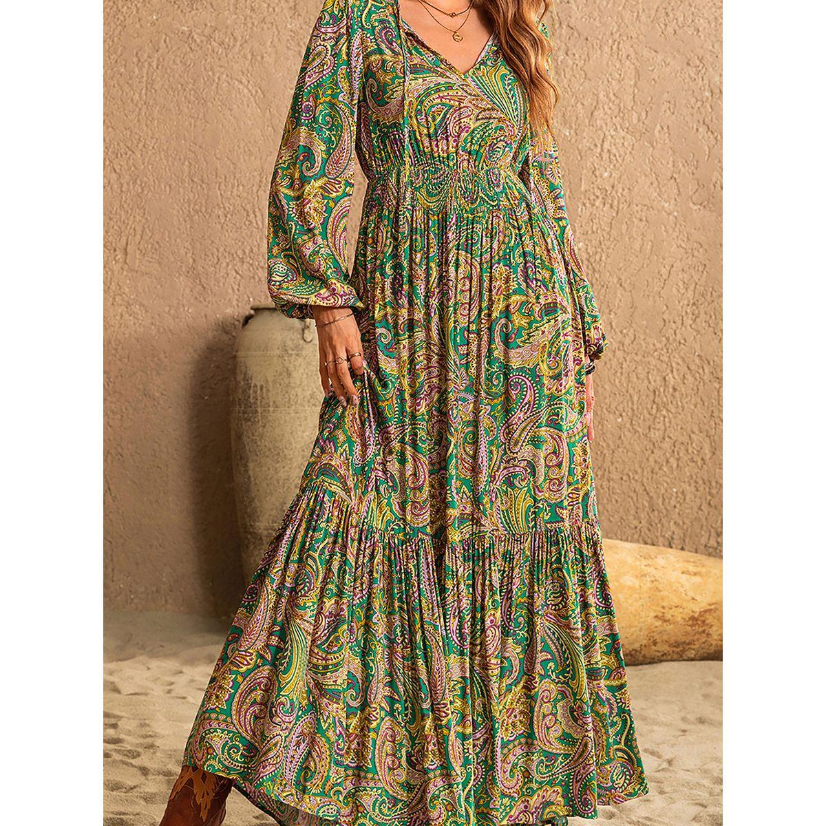 Russty Dustty X Styli Russty Dustty Paisley Print V Neck A-Line Maxi Dress-women-clothing-dresses-image-7