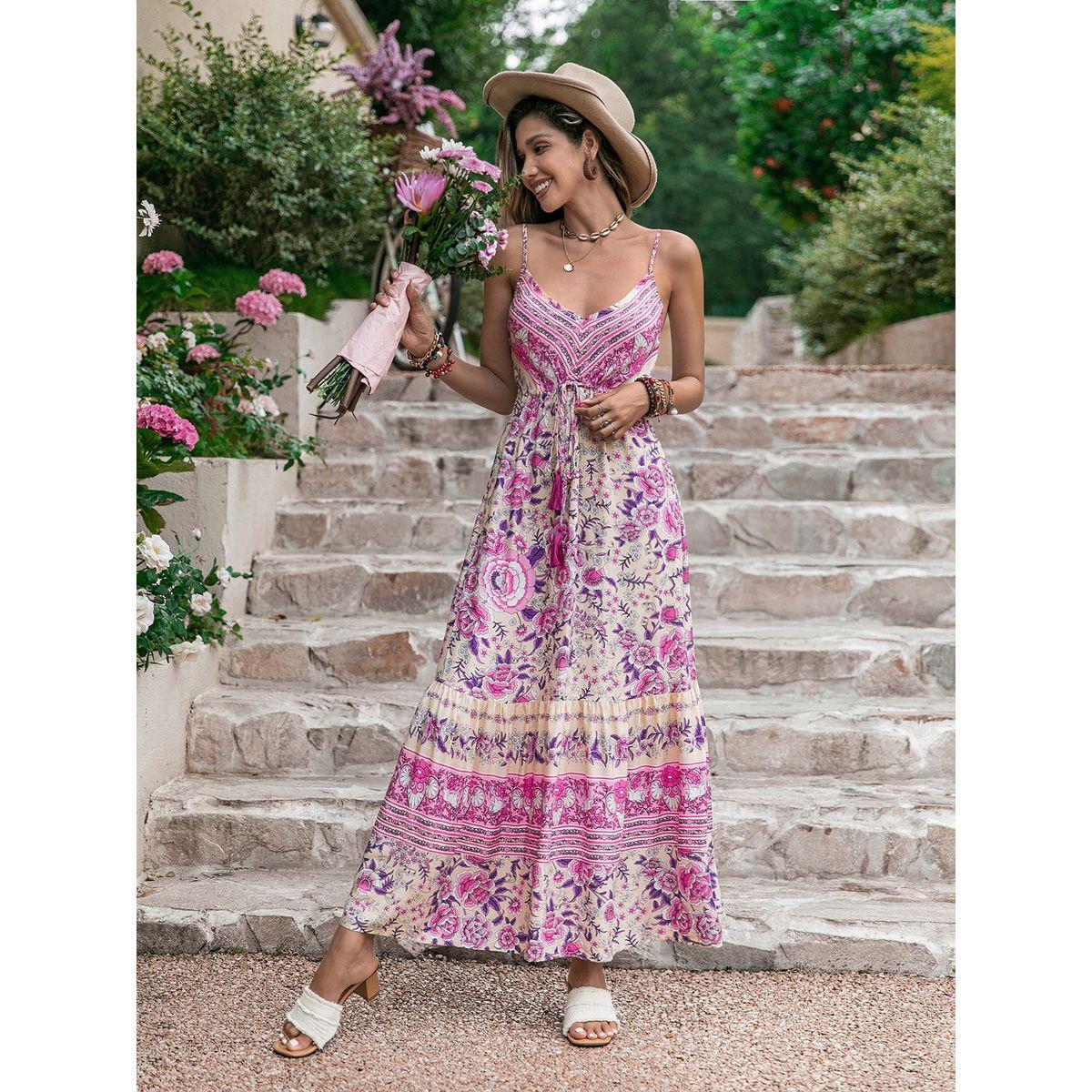 فستان طويل بحمالات رفيعة وطبعة بزهور رَستي دَستي × ستايلي-women-clothing-dresses-image-3