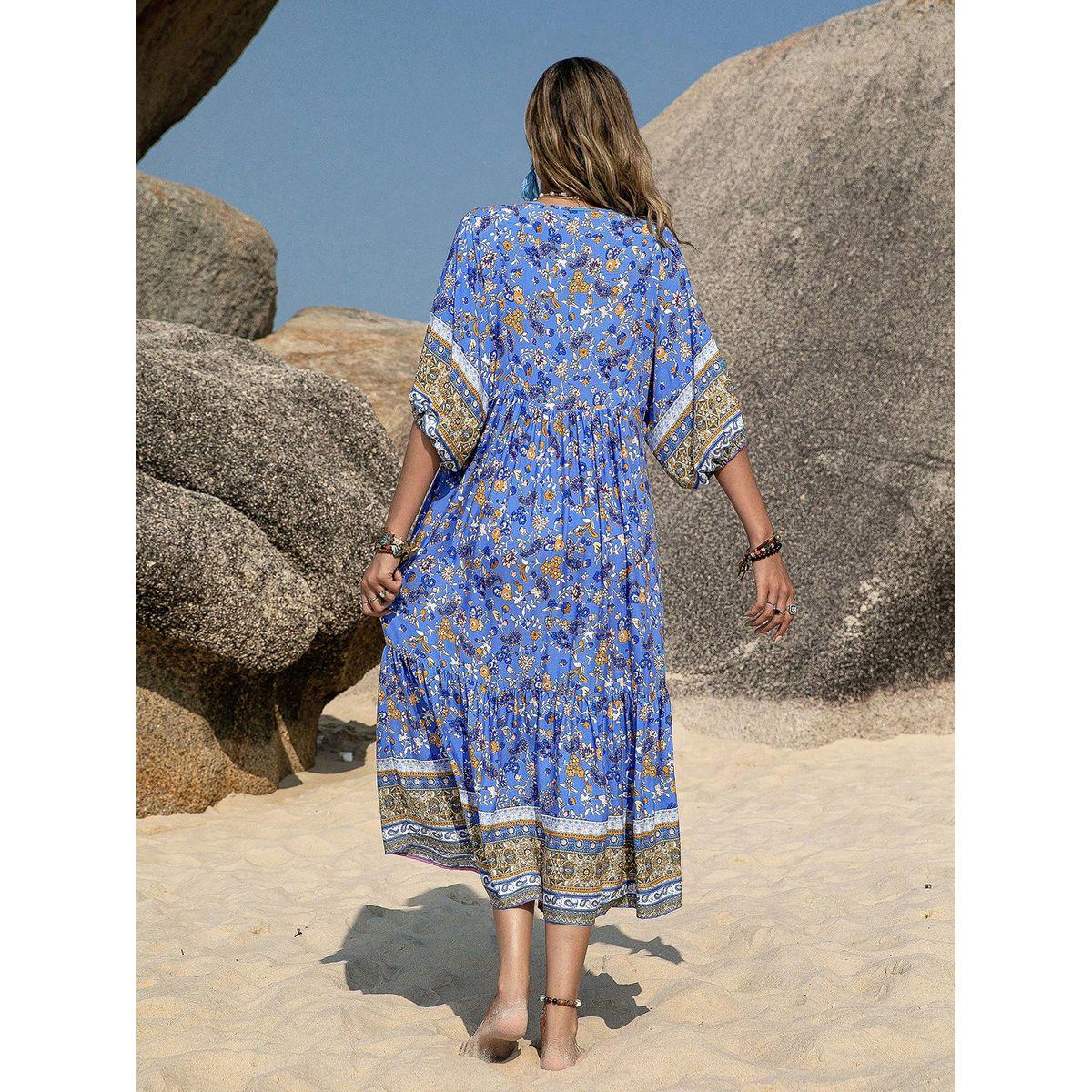 Russty Dustty X Styli Russty Dustty Floral Print Tiered Midi Dress with Volume Sleeve-women-clothing-dresses-image-4