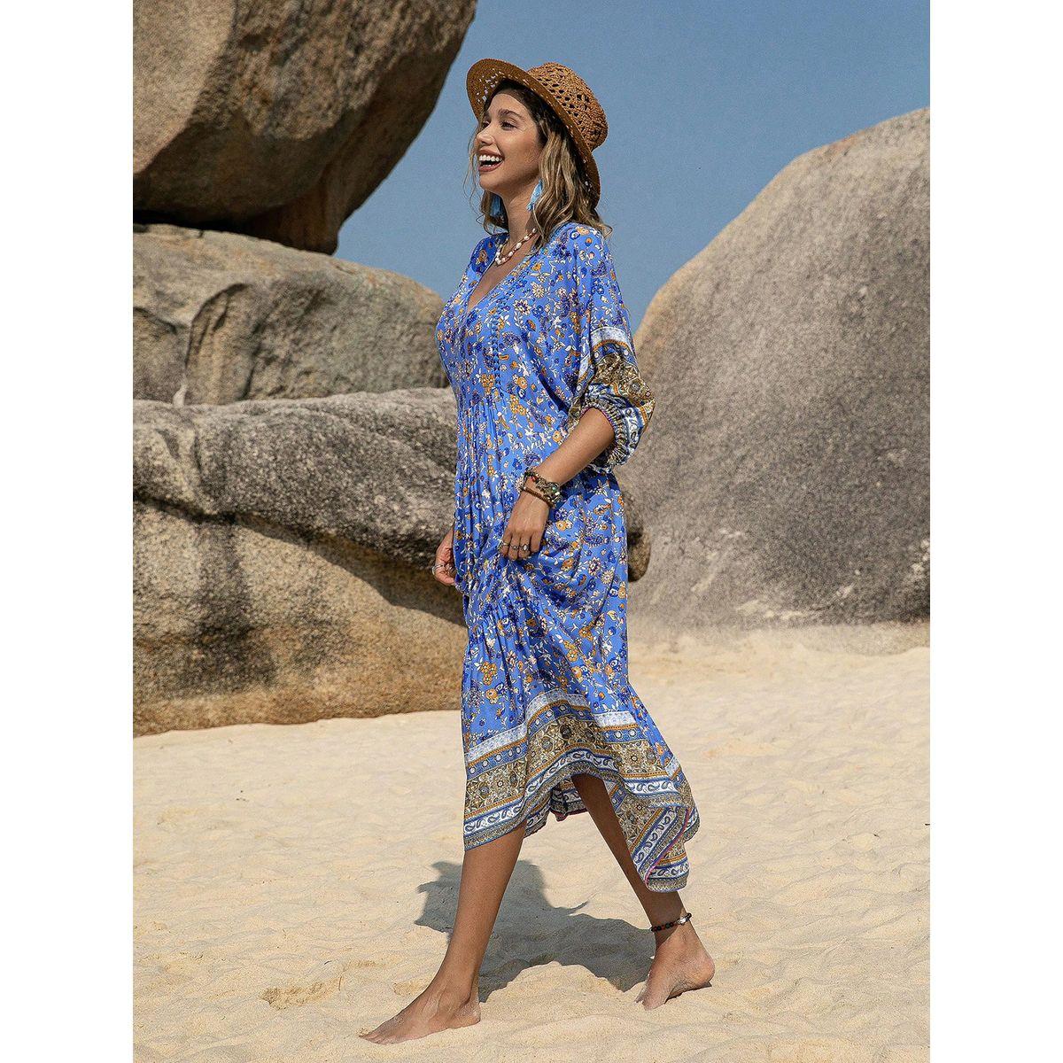 Russty Dustty X Styli Russty Dustty Floral Print Tiered Midi Dress with Volume Sleeve-women-clothing-dresses-image-5