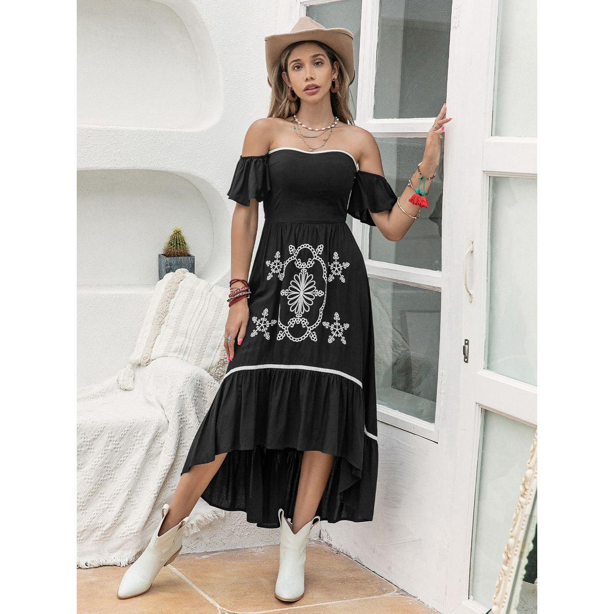 فستان طويل بتفاصيل مُطرّزة واكتاف مكشوفة رَستي دَستي × ستايلي-women-clothing-dresses-image-7