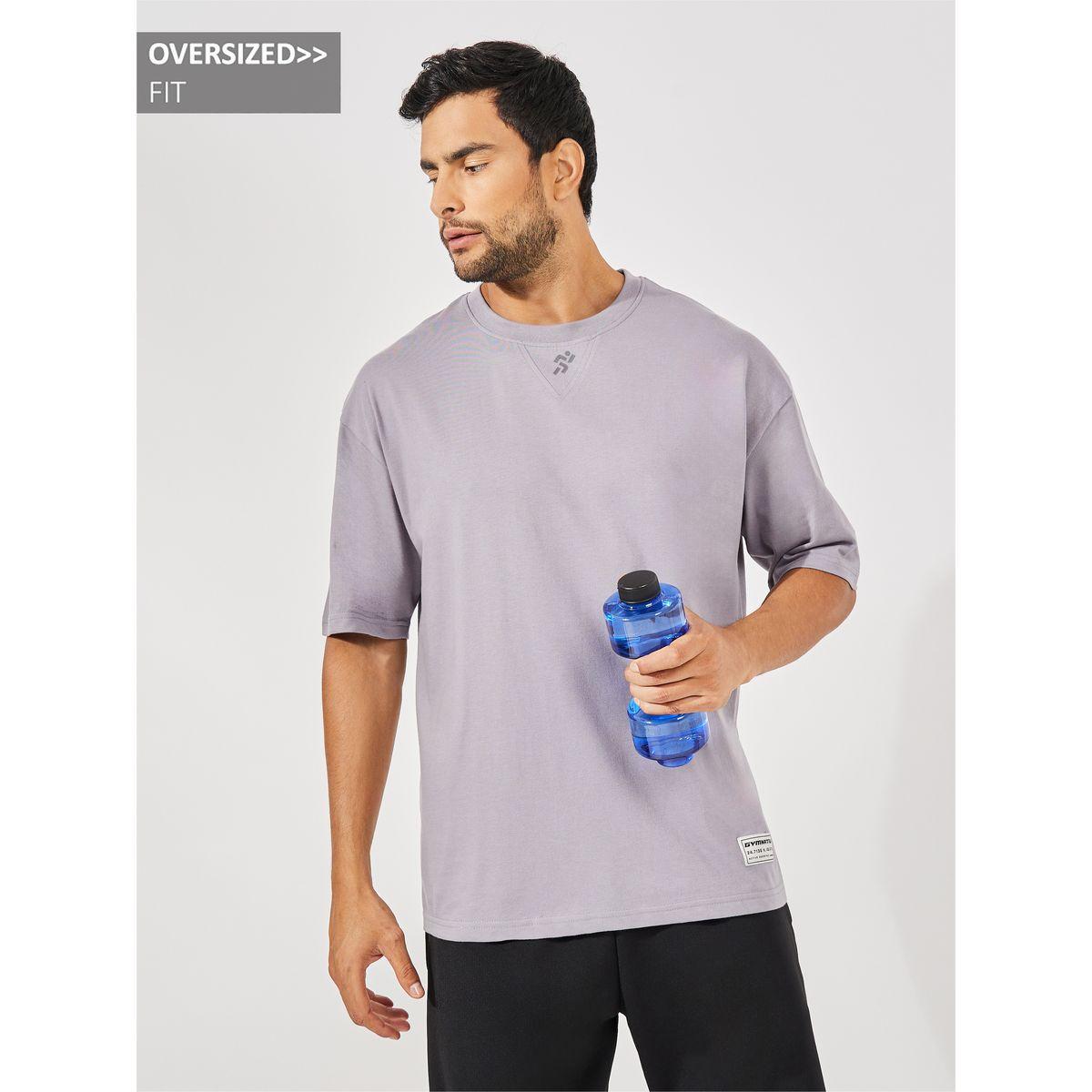 Styli Active Cotton Rich V Neck Oversized Athleisure T-Shirt-men-clothing-sportswearandactivewear-tshirtsandpolos-image-1