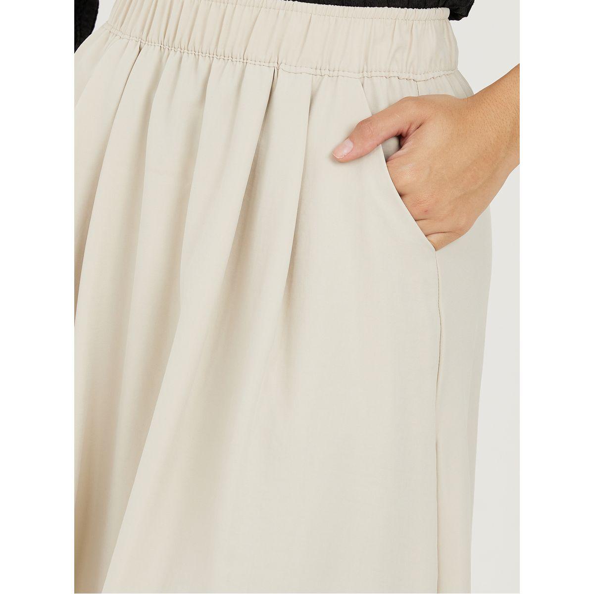 تنورة ميدي سادة بخصر مطاطي-women-clothing-bottoms-skirts-image-3