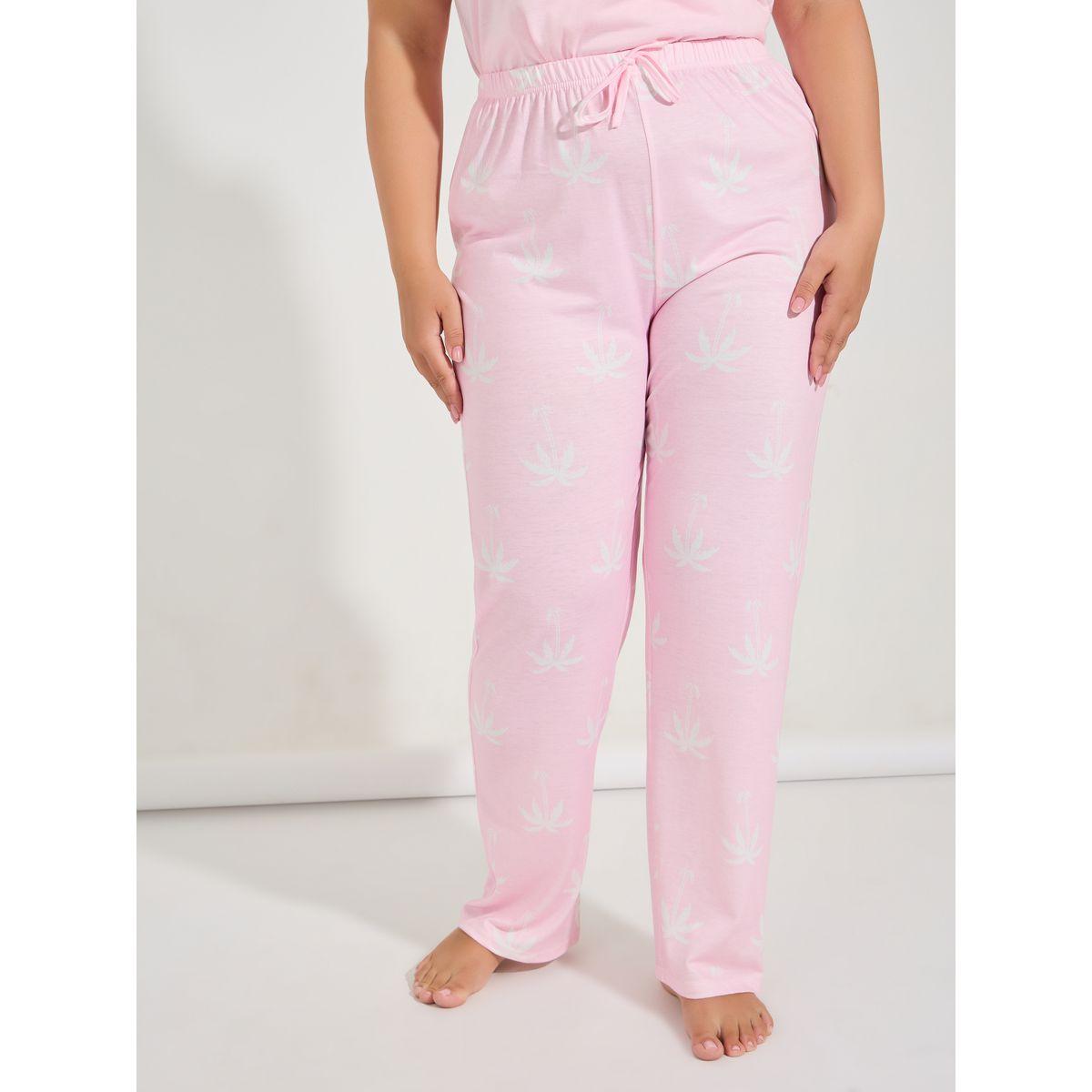 Styli Unwind Plus Size Schiffli Trim Solid Vest & Palm Tree Print Pyjama Set-women-clothing-nightwear-pyjamas-longsets-image-6
